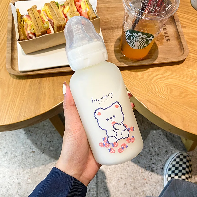 

Стеклянный термос Kawaii клубничный медведь 320 мл