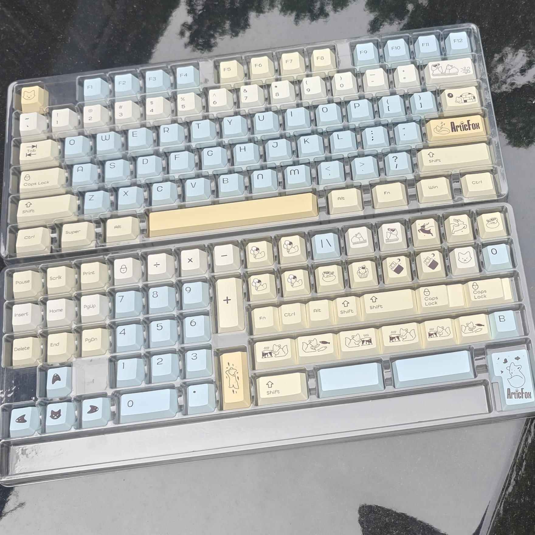 Фото C Fox Keycap Pbt Cherry пятисторонний сублимационный колпачок милый синий желтый 139 клавиш №1