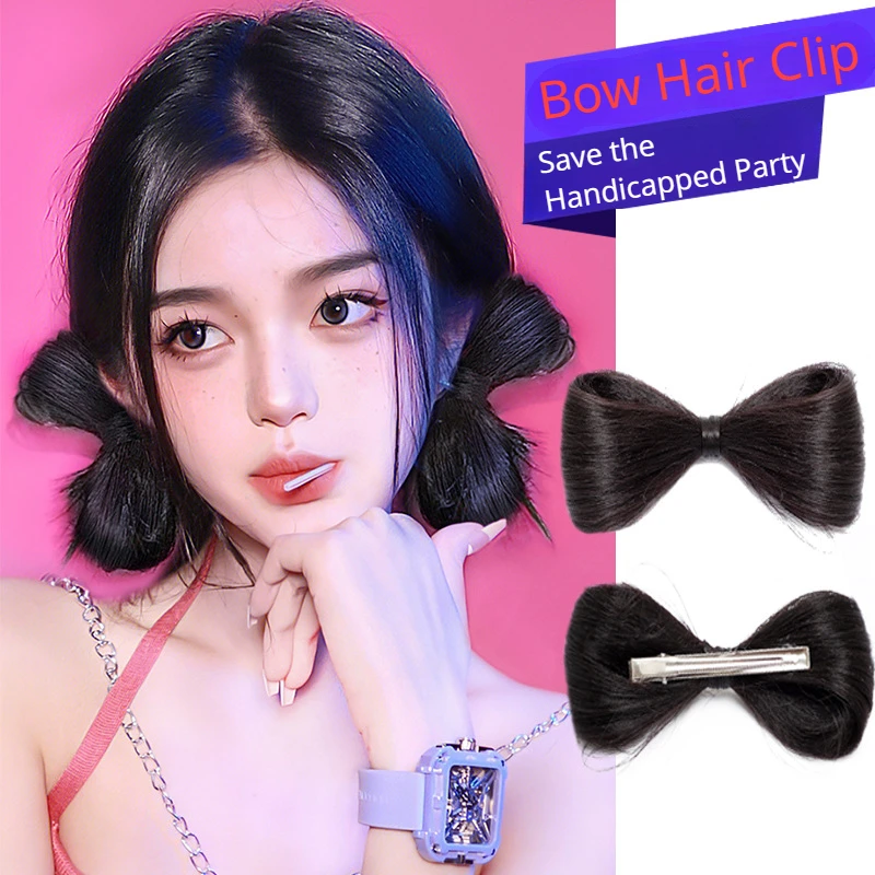 

Women Synthetic Hair Bun Bow-knot Hair Clip Hairpiece Fashion Bow Hair Bun Headdress Fake Hair With Hairpins Women Accessories