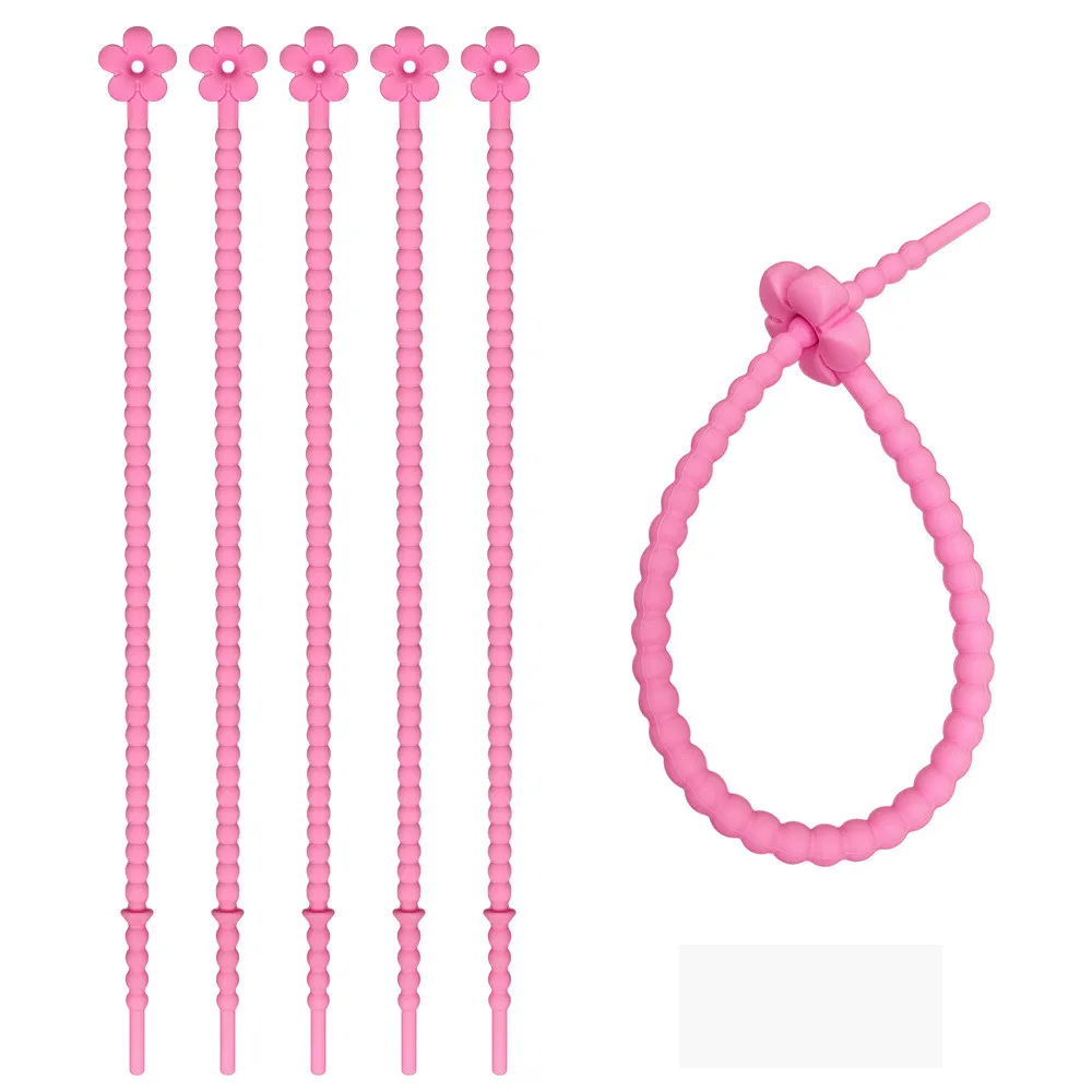 Силиконовый зажим для сумок карамельного цвета с маленьким цветком многоцелевой