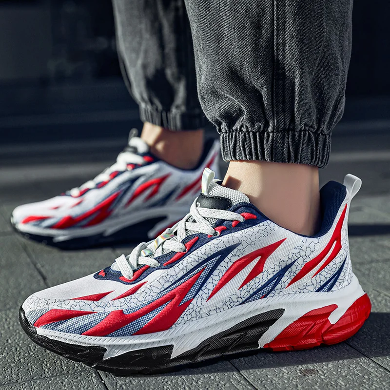 Mens Basketball Shoes Fashion Flame Totem Breathable Trend Sports Shoes Comfortable Cushioning Hot Sell Sneakers