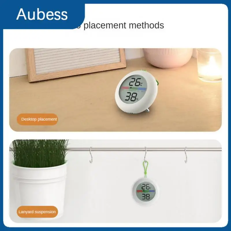 

Thermometer Hygrometer Senso Roundness Lcd Display Mini Electronic Circular Design Mini Detector Temperature Probe Suspension