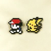 2pcsset anime pokemon a couple of metal badges cute ash ketchum pikachu doll brooch fan collectible accessory kids gifts