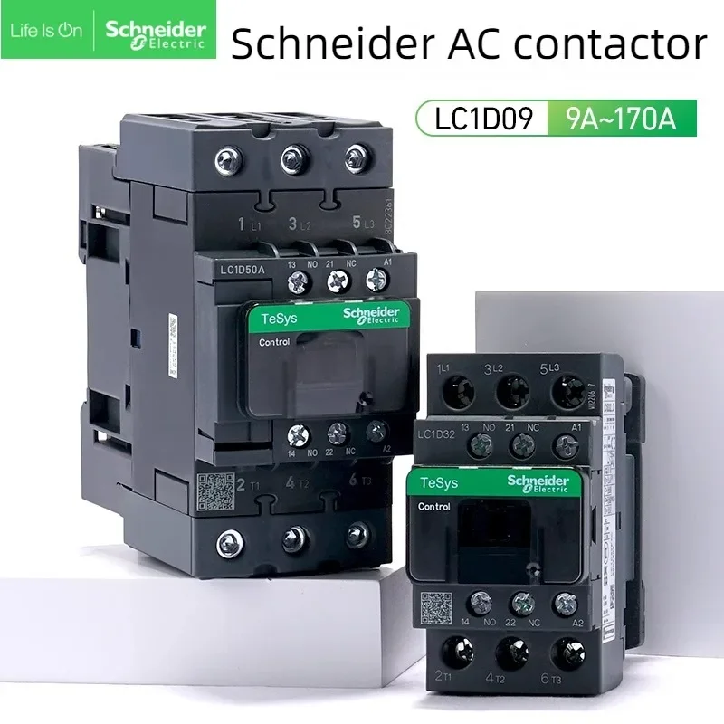 Фото Контактор переменного тока Schneider Electric LC1D 220В однофазный LC1D09M7C 18А 32А 50А для лифтов, трехфазный AC380В 24В 220В 110В 48В №2