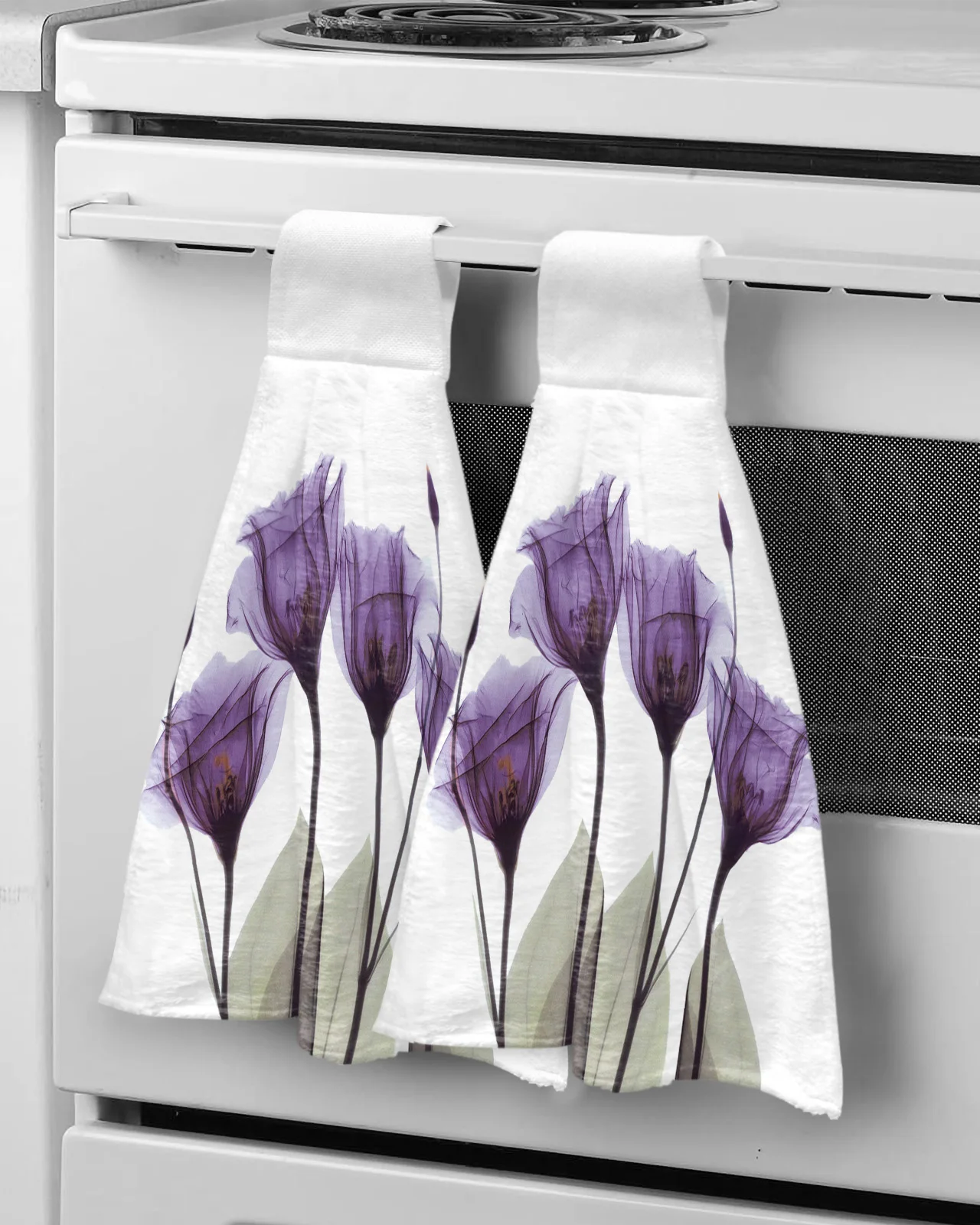 

Пасторальное мягкое абстрактное полотенце из микрофибры с фиолетовыми цветами, кухонные полотенца для мытья рук, портативное чистящее пол...