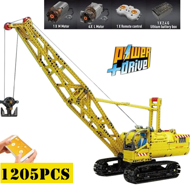

New RC Motorized Crawler Crane Model Fit MOC-25458 Building Blocks City Engineering Truck Bricks Kids Toys Christmas Gifts