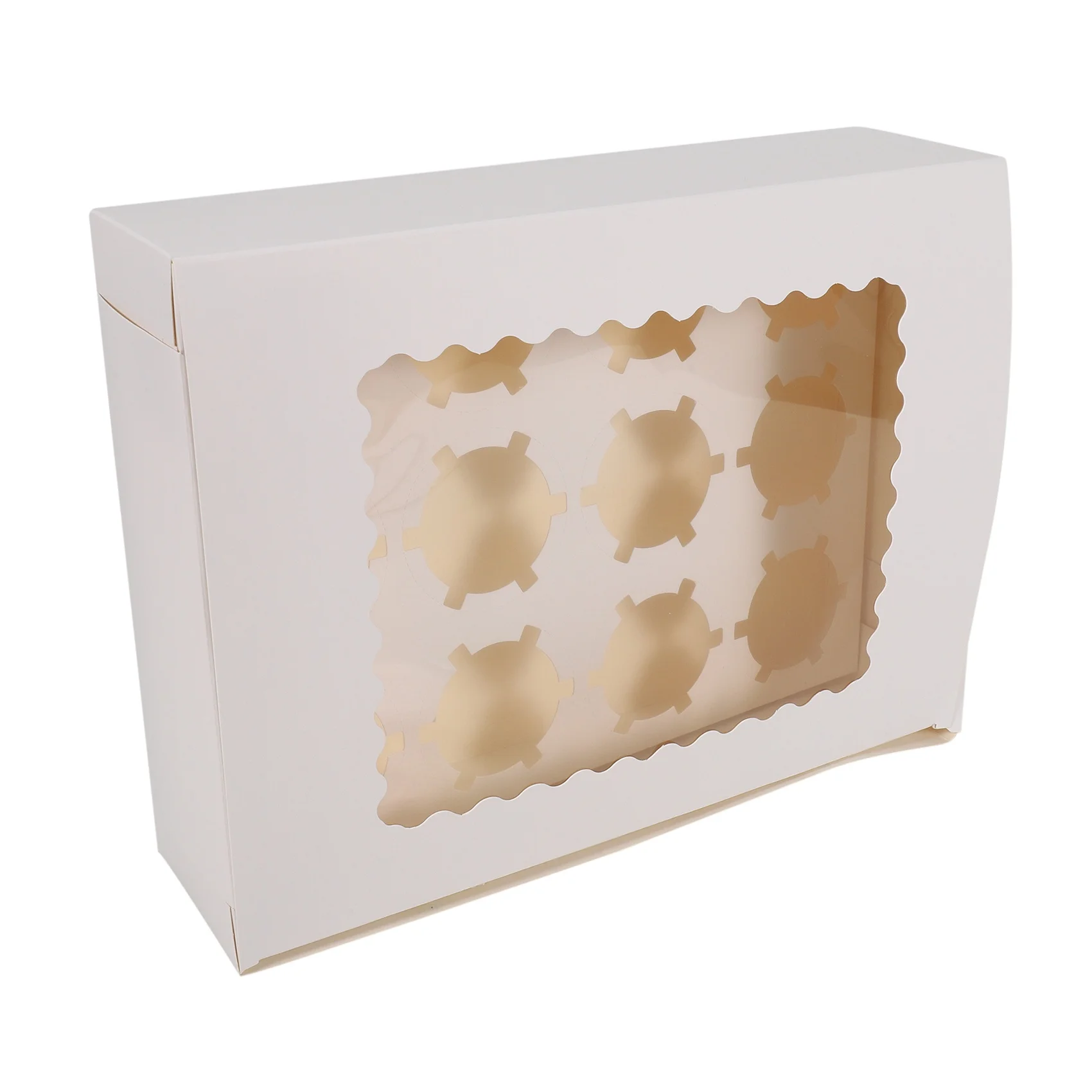 

10Pcs Cupcake Box with Window Kraft Paper Boxes Dessert Mousse Box 12 Cup Cake Holders White