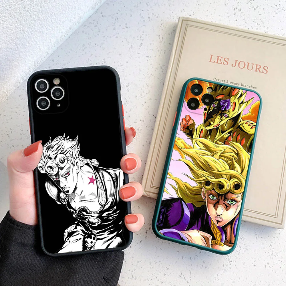 Полупрозрачный чехол для телефона iPhone 16 15 14 7 8 Plus 13 12 11 Pro X XR XS SE матовый Giorno Giovanna