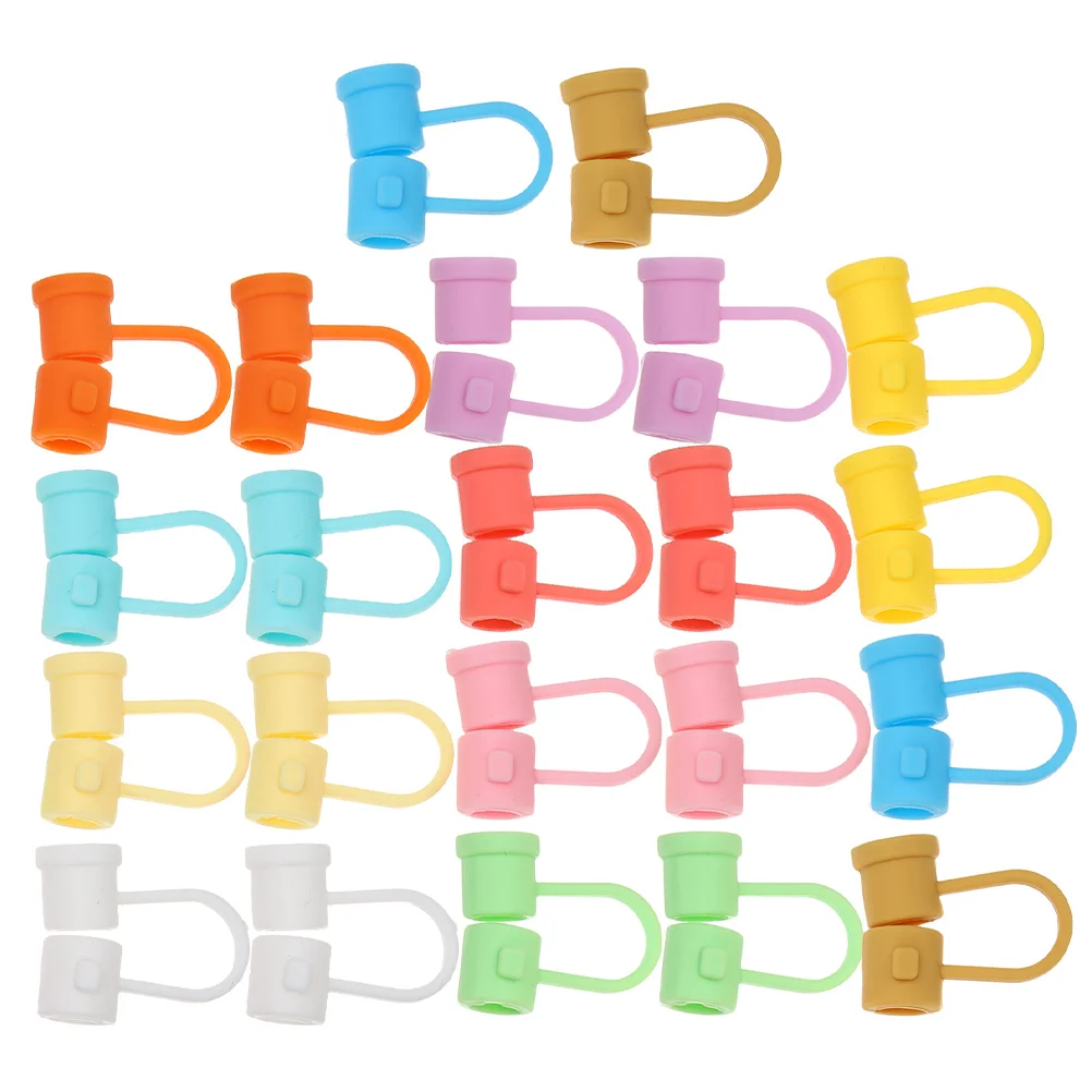 

30 Pcs Straw Stopper Reusable Tips Covers Colored Glass Cups Dust Plug Drinking Silica Gel Silicone