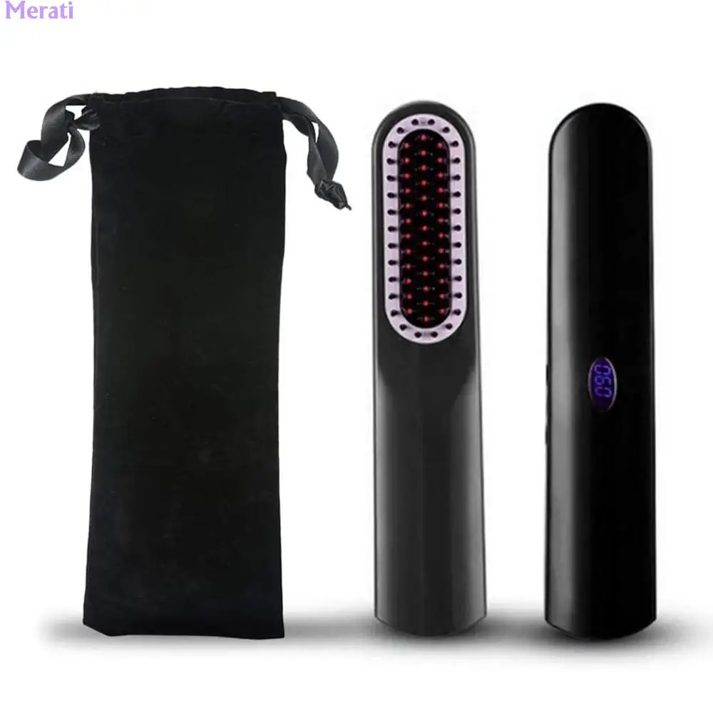 

Wireless Men Beard Straightener Anti Static Hair Straightening Brush Hot Comb Fast Heating Electric Hairbrush Salon Hair Styler