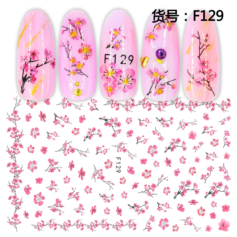 1 шт. Розовые наклейки для ногтей Сакура/Цветение сливы 3D аксессуары с весенним