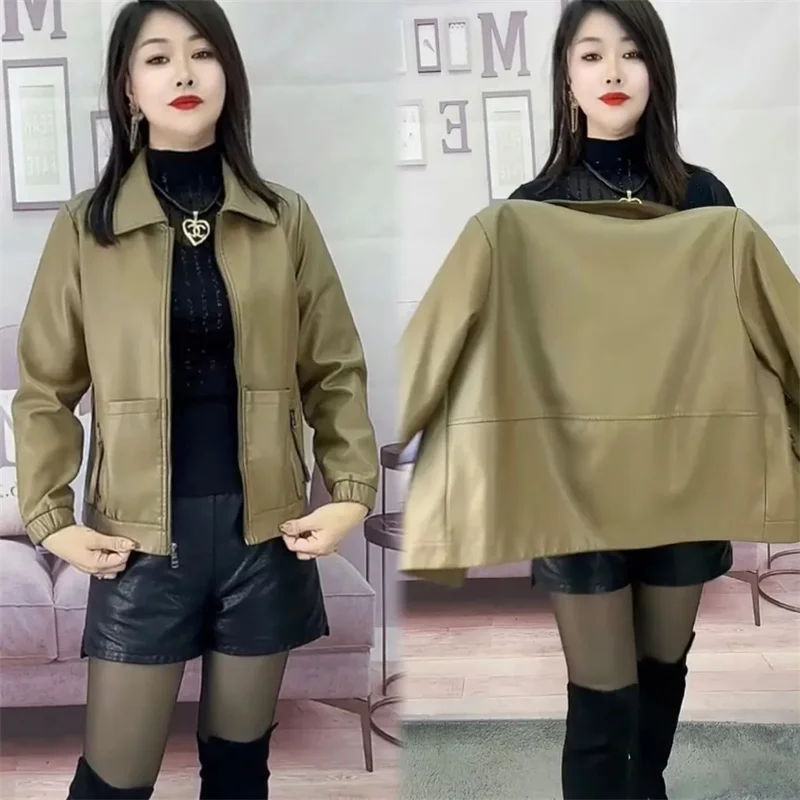 2025 взрывная куртка из искусственной кожи женская весенне-осенняя новая короткая