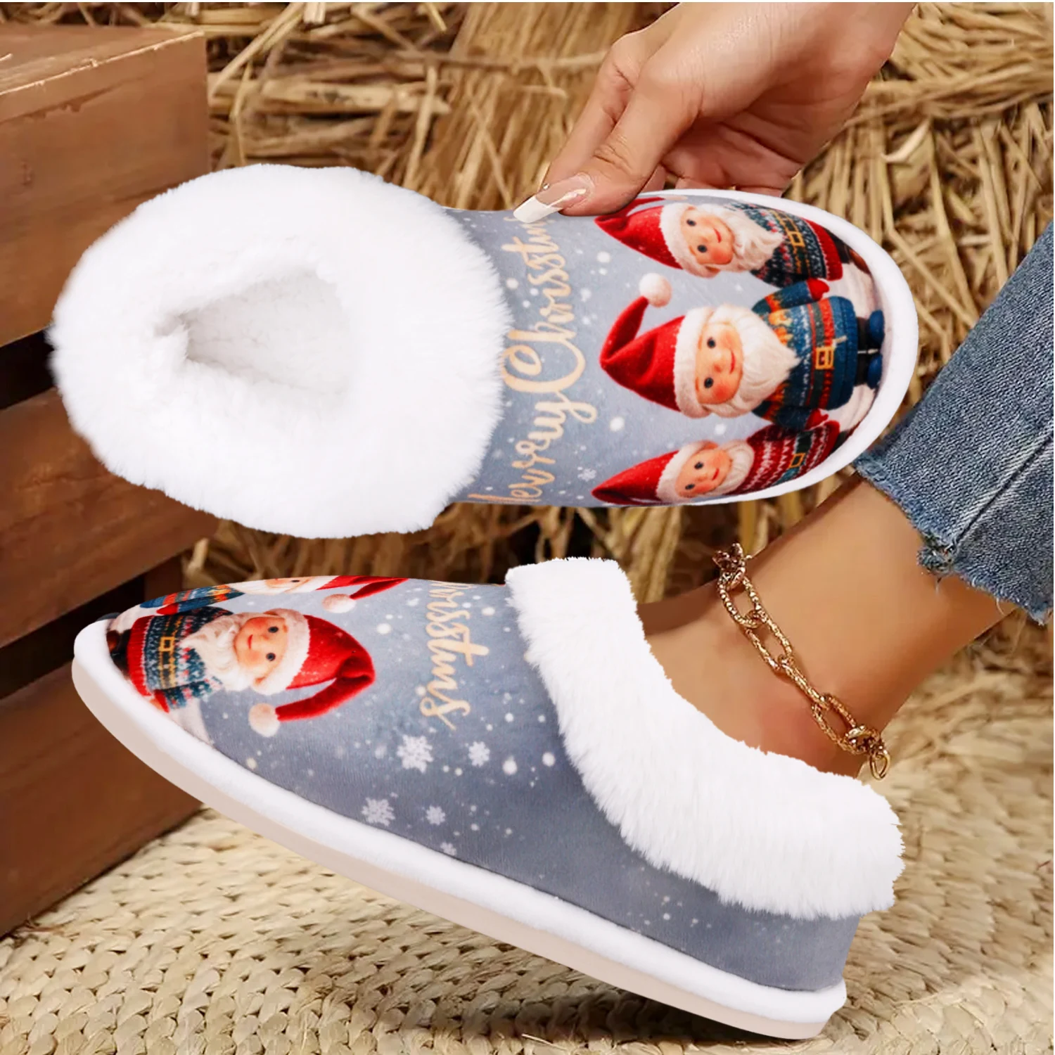 Рождественский подарок милые домашние/наружные тапочки Санта-Клауса домашние из