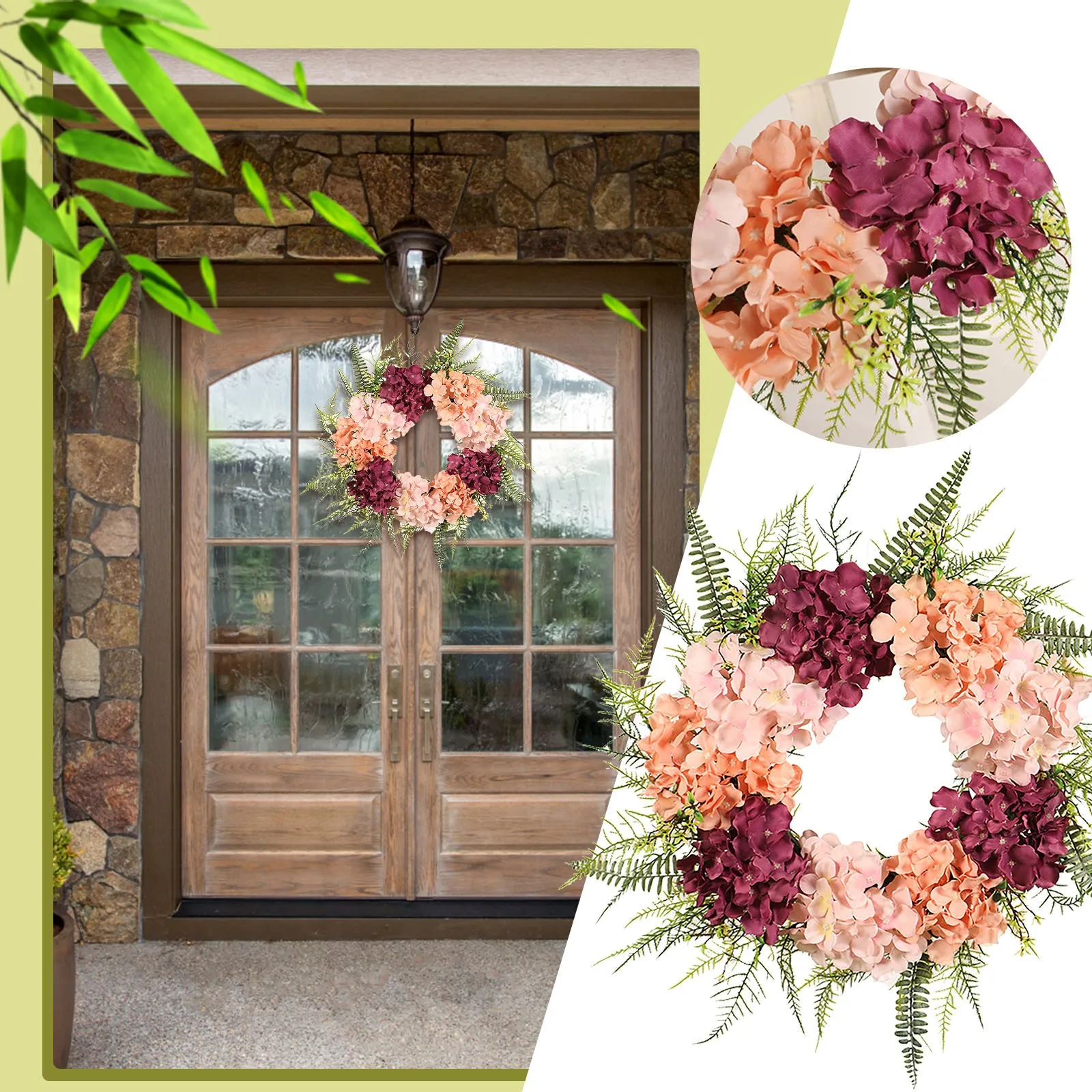 

Front Door Wreath PINK Wreath Spring Summer Farmhouse Wreath For Front Door Home Wall Wedding Tabletop Summer Decor