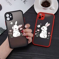 cute rabbit cartoon phone case matte transparent for iphone 11 12 13 6 s 7 8 plus mini x xs xr pro max cover