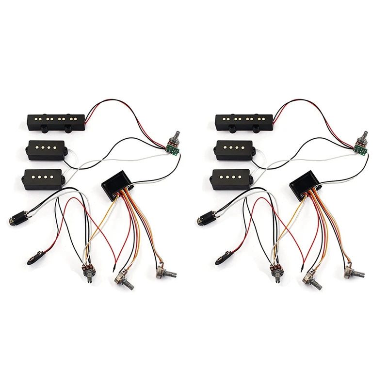 

2X 3 Band Equalizer EQ Preamp Circuit Bass Guitar Tone Control Wiring Harness And JP Pickup Set For Active Bass Pickup