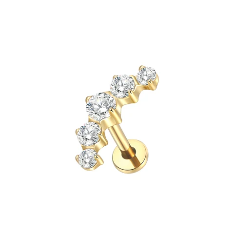 Лабрет пирсинг SWANJO титан золотой цвет 6мм/8мм