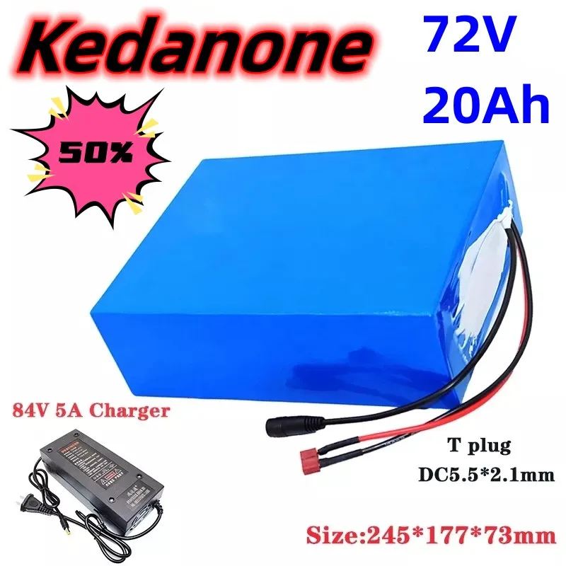 

New 72V 20Ah 21700 lithium battery pack 20S4P 84V electric bicycle scooter motorcycle BMS 3000W high power battery + 5A charger