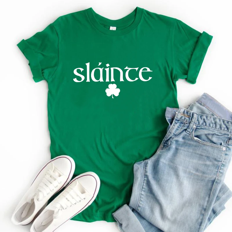 

Slainte Irish Shirt St. Patrick's Day Women Sexy Tops Vintage St. Patrick's Day T-Shirt for Women Shamrock Aesthetic Clothes