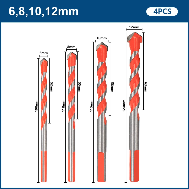 Сверло Многофункциональное треугольное сверло для керамической плитки, бетона, стены, металла, дерева, сверления отверстий, сверла для стекла