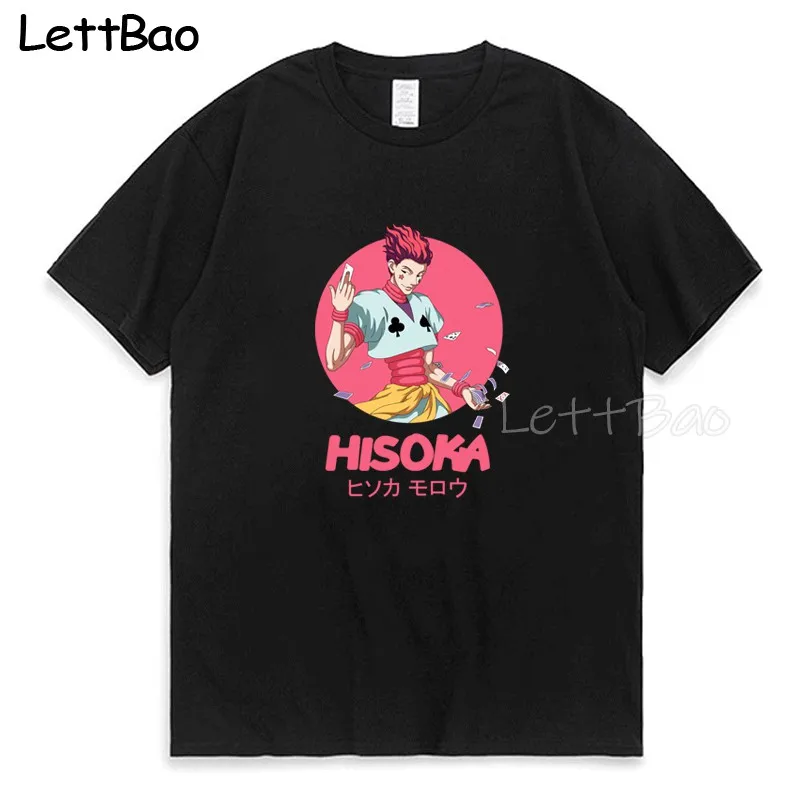 

Летняя футболка Hisoka Morow Hunter X Hunter в стиле оверсайз для мужчин и женщин, черная свободная футболка в мультяшном стиле, летняя футболка в стиле ...
