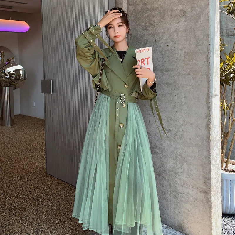 

Женский свободный тренчкот с длинным рукавом, Повседневный плащ свободного покроя, модель H2408 на весну и осень