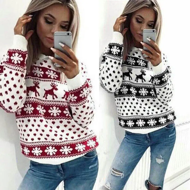 2018 Women Lady Jumper  Pullover Tops Coat Christmas Winter Womens Hoodie Ladies Warm Brief  Clothing  4 Size