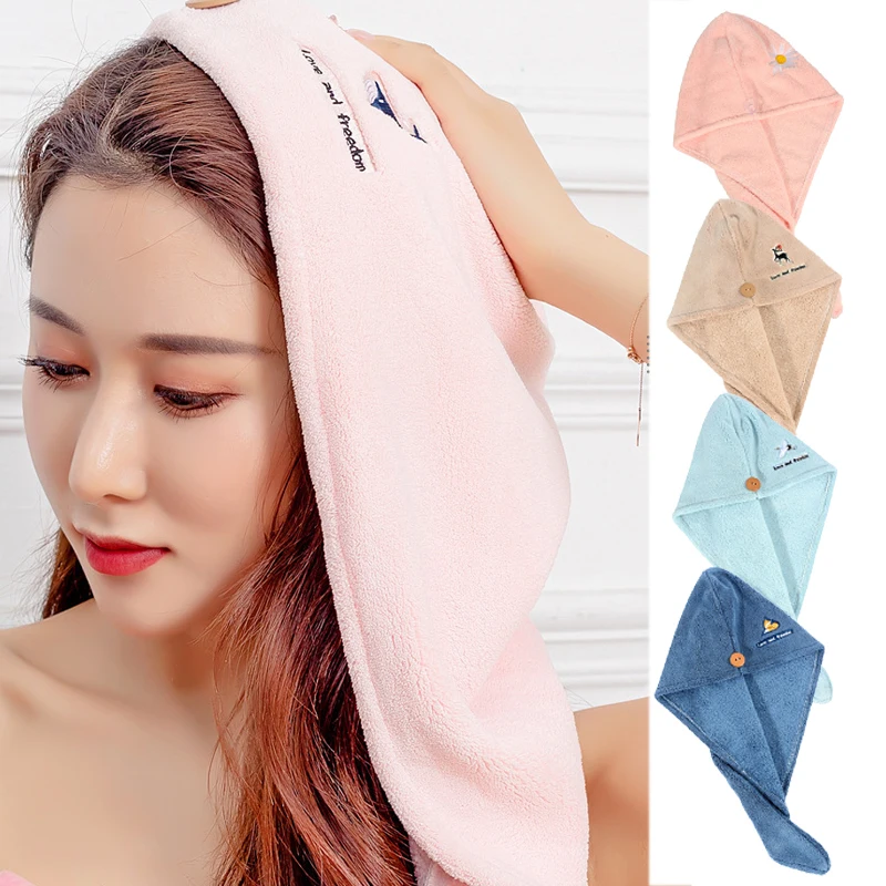 

Home Terry Microfiber Towel Dry Hair Cap Hair Towel Wipe Hair Water Absorbing Quick Drying Hair Drying Towel Bathroom Women Soft