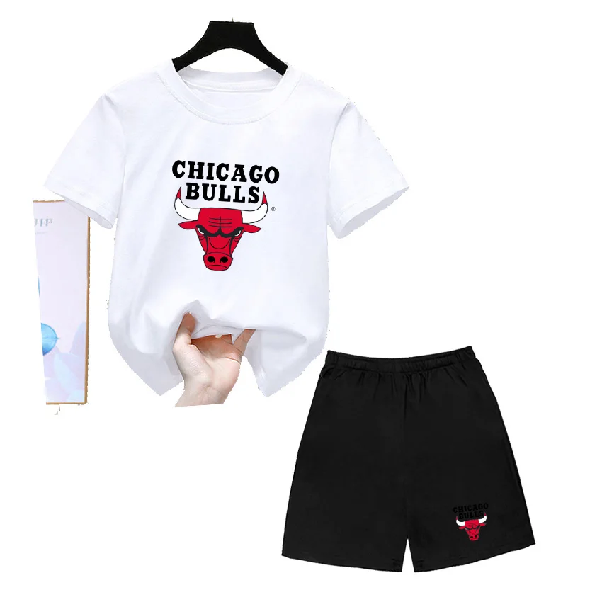 

2022 Summer Basketball Team Printed Children's T-Shirt Suit Short Sleeve Shorts 2 Piece Set of Children's Sportswear Boys Girls