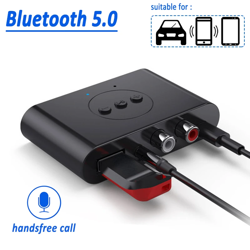 

5.0 Audio Receiver U Disk RCA 3.5mm 3.5 AUX Jack Stereo Music Wireless Adapter with Mic For Car Kit Speaker Amplifier