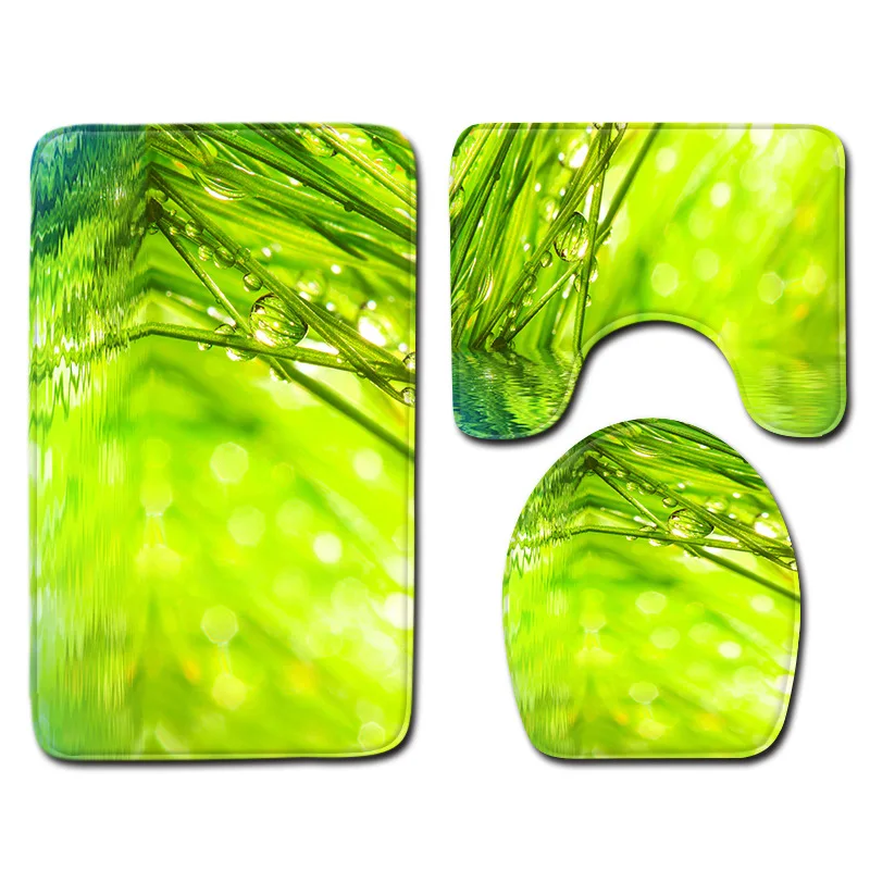 

Leaves Printed Bathroom Carpet 3pcs/set Bath Mats Toilet Rug Absorbent Shower Rugs Carpet Floor Mats Pads Toilet Seat Cover Mat
