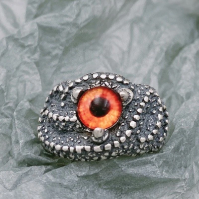 

S925 Silver Jewelry Vintage Ring Thai Devil's Eye Exaggerated Index Finger Couple Adjustable Opening