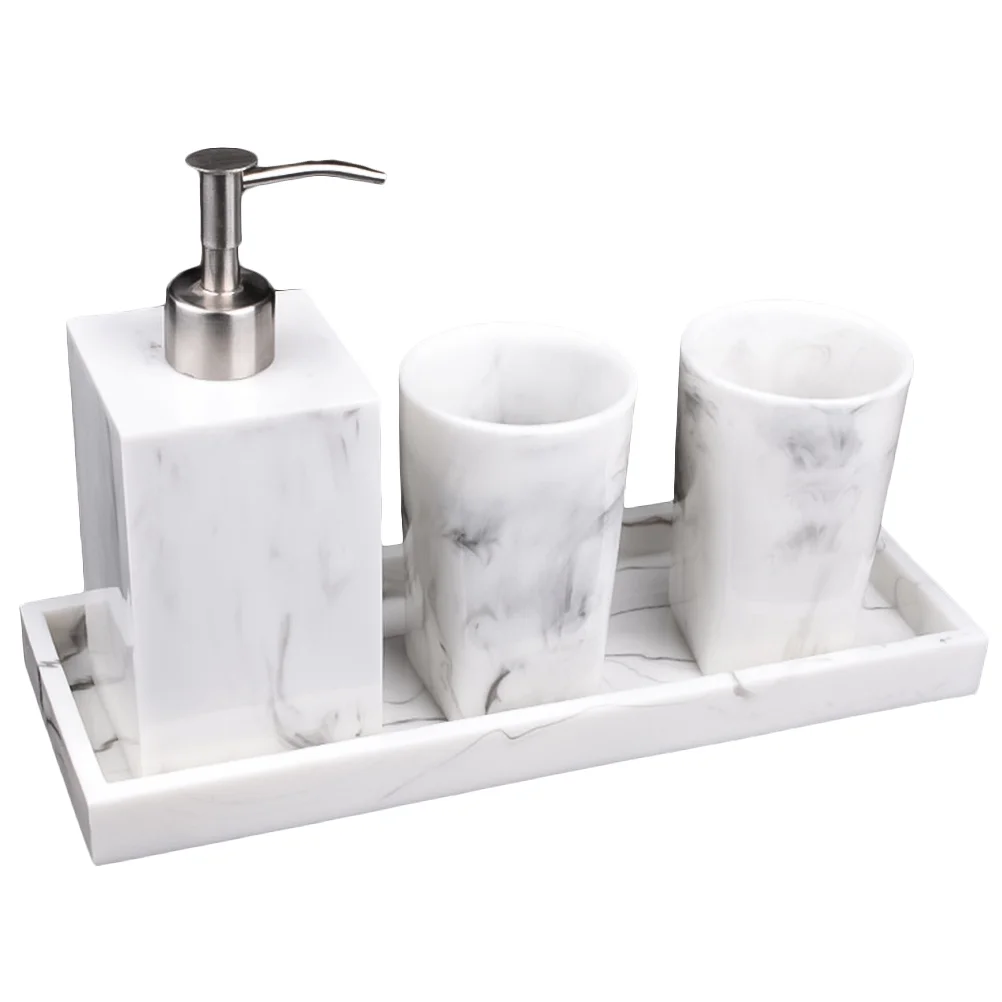 

Dispenser Soap Set Holder Bathroom Cups Countertop Lotionq Accessory Vanity Pump Tumblers Bottle Resin Sink Tray Tip