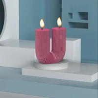 aesthetic ribbed u shaped stripe silicone candle moulds pillar arch taper curl candle mold for home decor