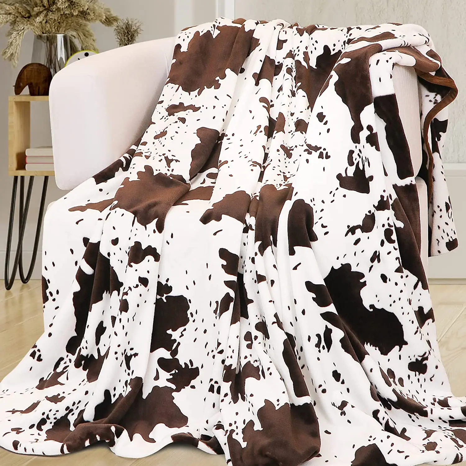 Cow Design Blanket Throws Cow Print Blanket Plush Flannel Fleece Throw Blanket Soft Warm  Travel Camping Home Farm Decorative