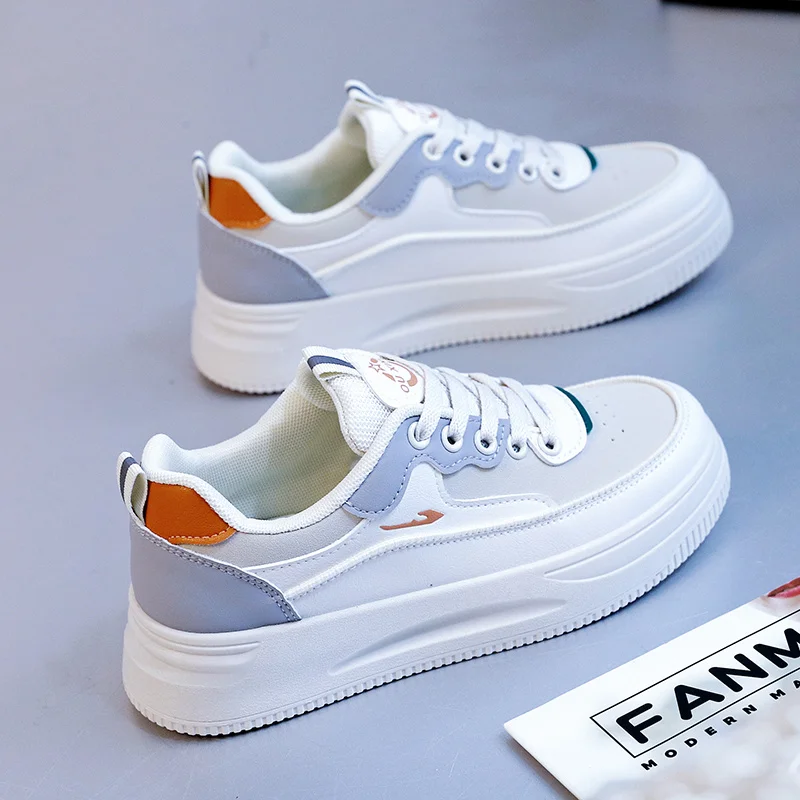 SALUDAS  Women's Shoes Casual Walking Shoes Thick Sole Breathable Leather Shoes Soft-soled White Sneakers for Women