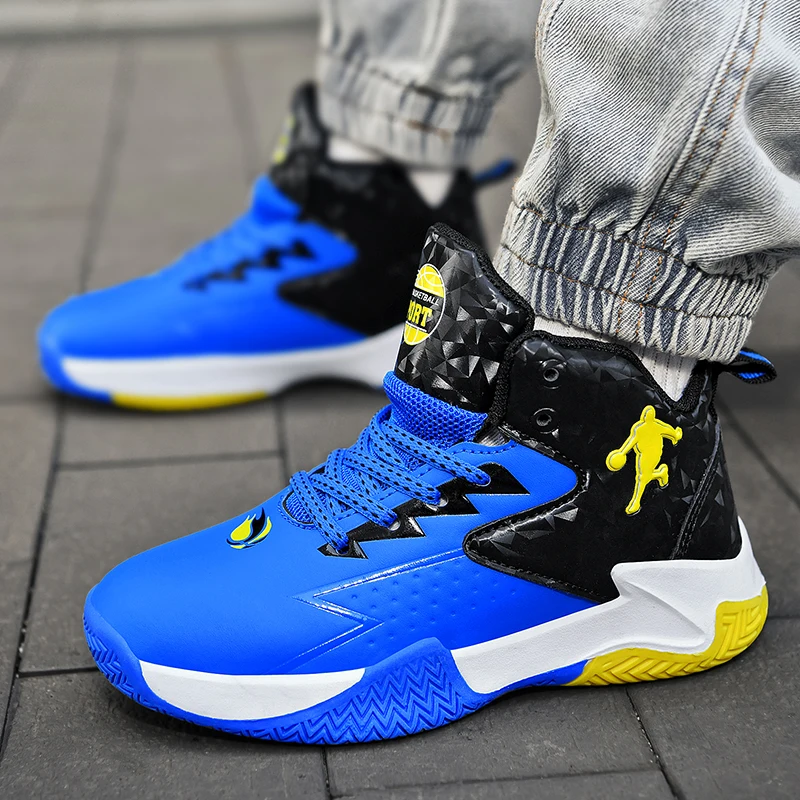 Детская обувь для баскетбола модные уличные кожаные кроссовки мальчиков Удобная