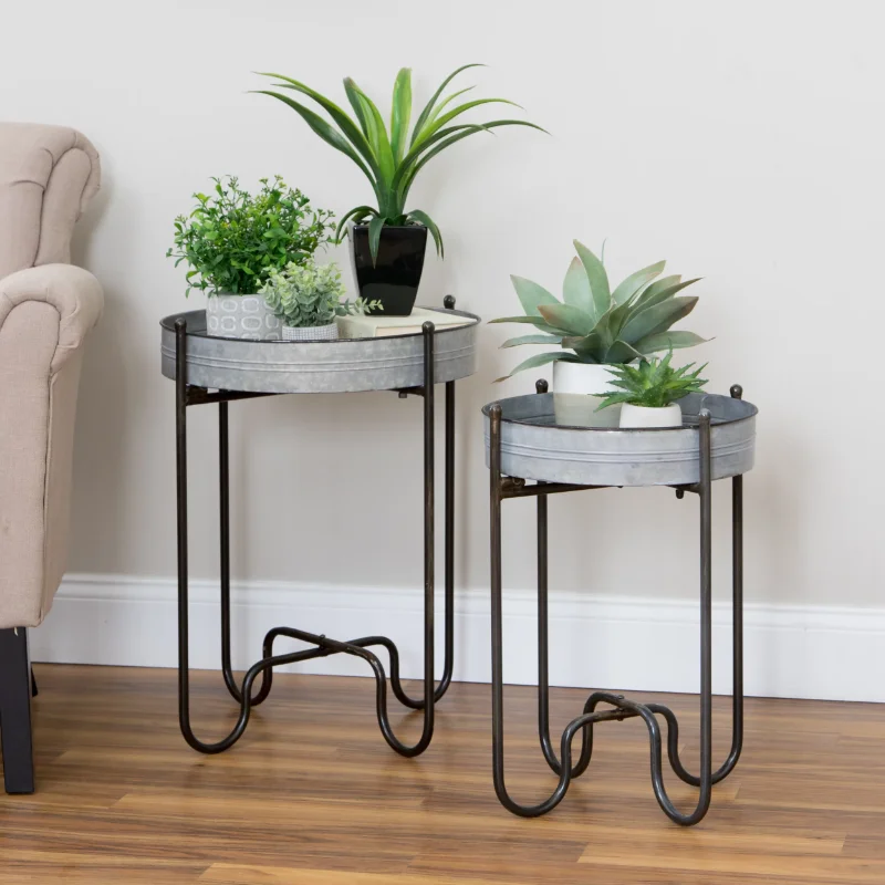 

Easton Metal Planter Tables (Set of 2) flower stand plant stands indoor balcony plant shelf plant stand outdoor