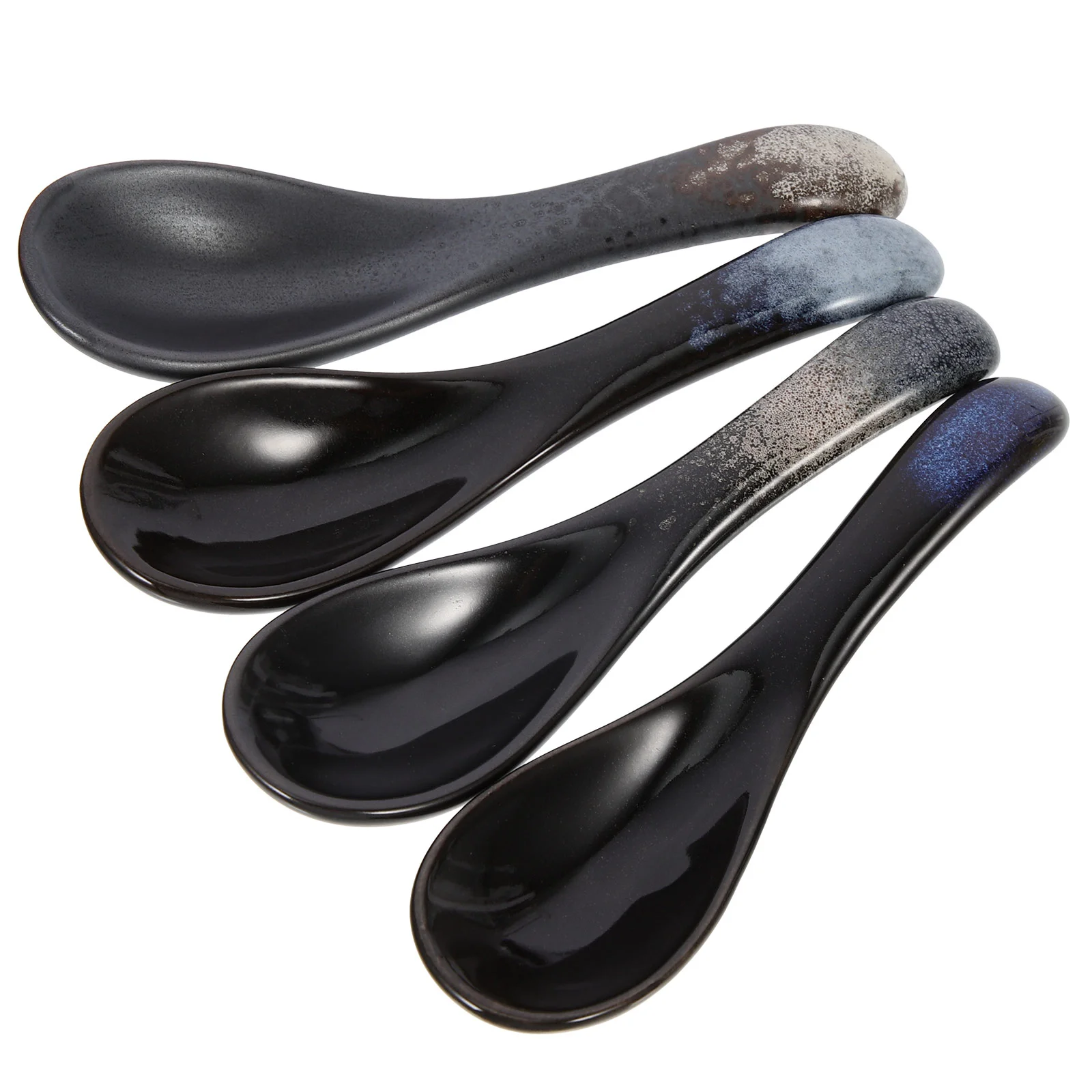 

4Pcs Spoons Short Handle Spoon Ceramic Soup Spoon Marble Pattern Spoon Small Ceramic Spoon for Restaurant Home Canteen