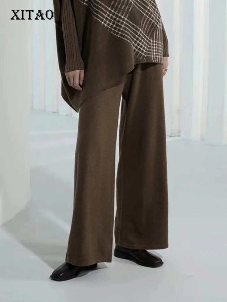 

XITAO Simplicity Knitting Wide Leg Pants Loose Fashion Casual Temperament Bandage All-match Women 2022 Autumn New WLD8795