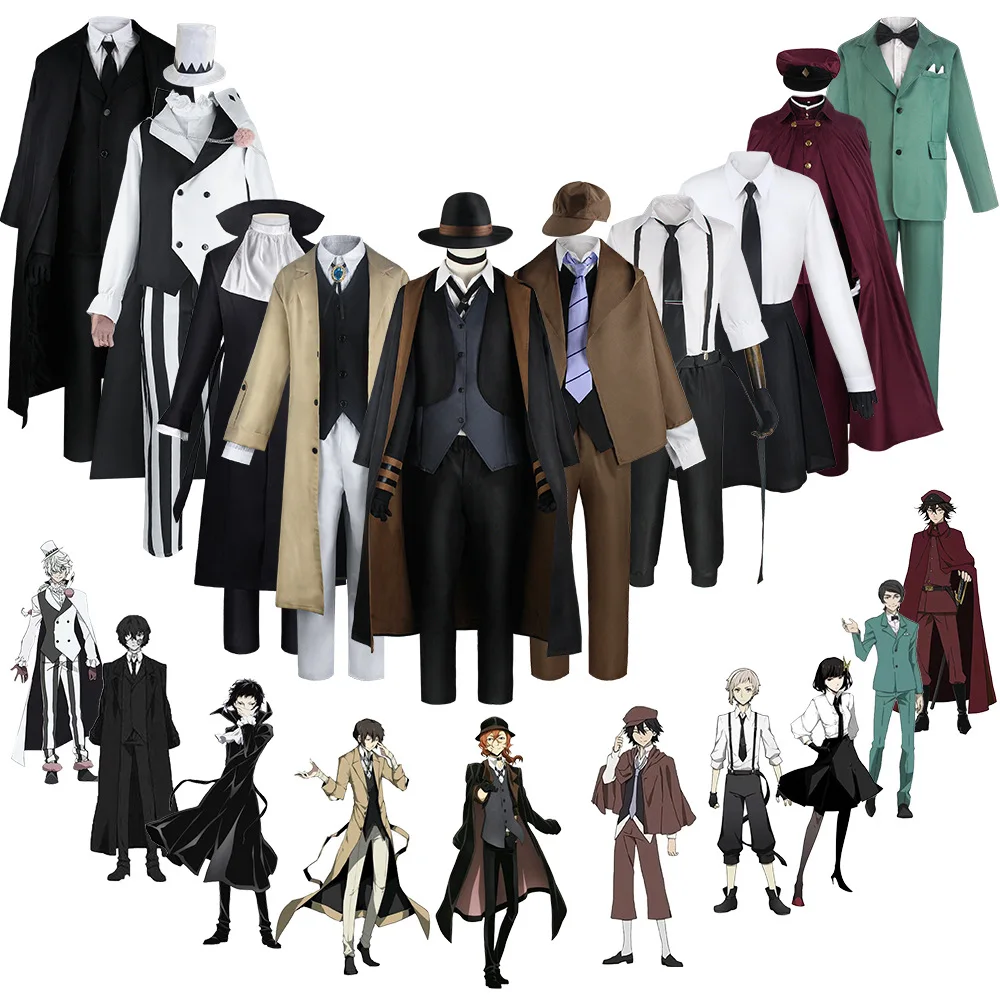 

Anime Bungou Bungo Stray Dogs Cosplay Costume Dazai Nikolai Tetcho Oguri Chuya Hunting Dog Cosplay Halloween Costume Clothes Wig
