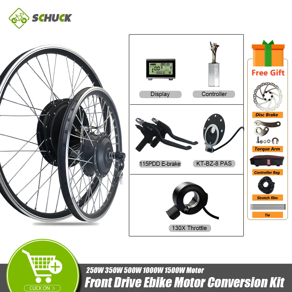 

250W 350W 500W 1000W 1500W Front Drive Ebike Motor Conversion Kit with Gear Gearless Motor for 100mm Fork Size of Bicycle Frame