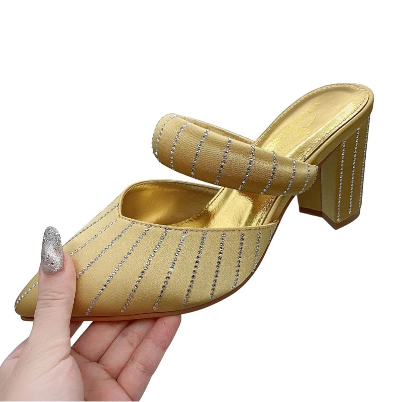 2023 High Heels Pointed Toe Stiletto Women's High Heels Fashion Ladies Wedding Banquet Sequin Striped Women's Shoes Solid Color