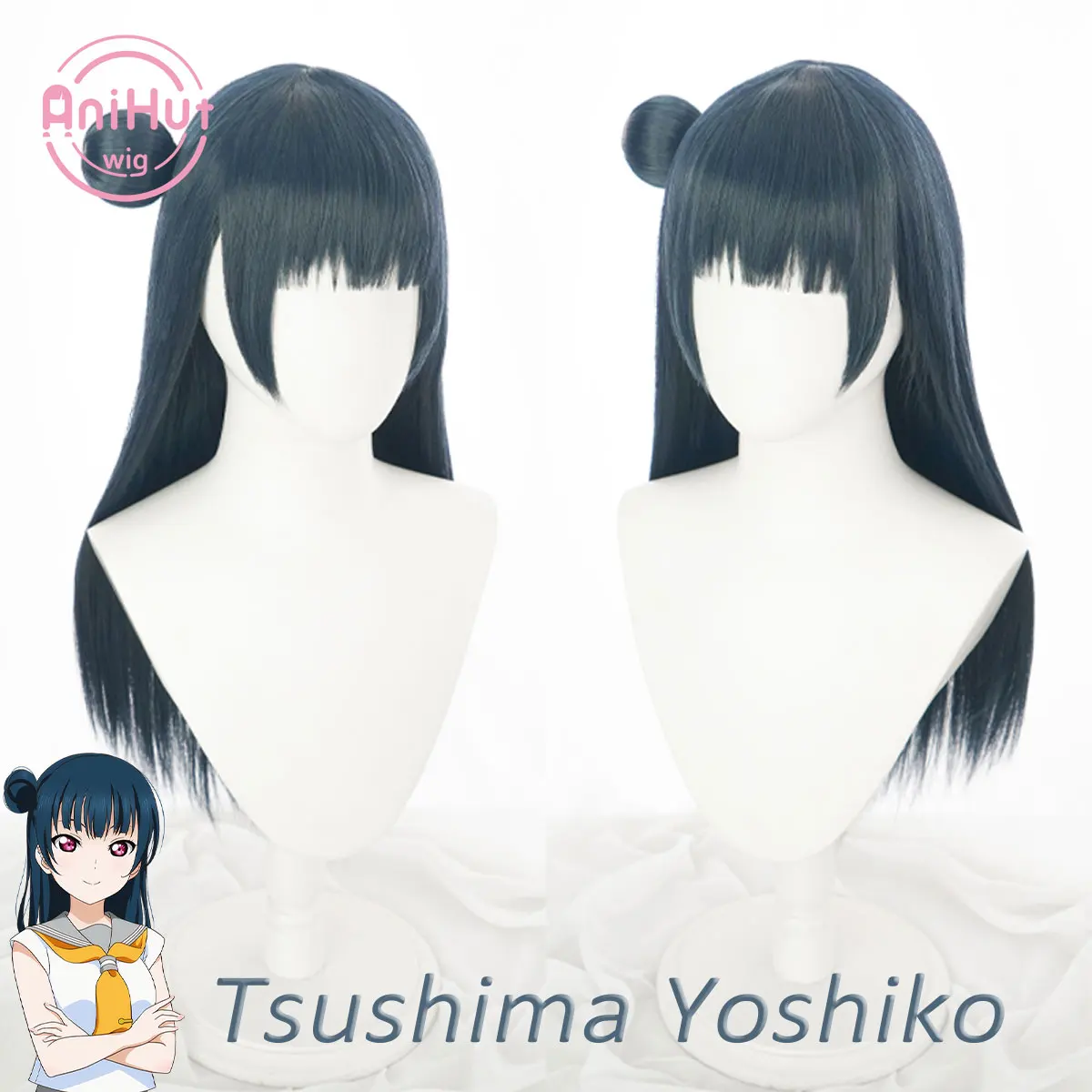 Фото Цусима Ёсико LoveLive!Sunshine! Парик для косплея Anihut, термостойкий, из синтетических волос №5