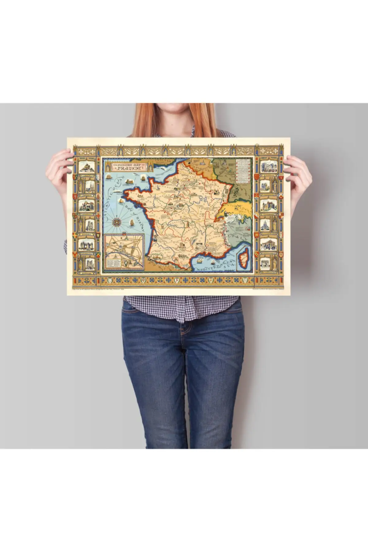 

Франция 1929 декоративная карта города плакат планшетов-карты мира-Франция классическая Карта-большая карта города
