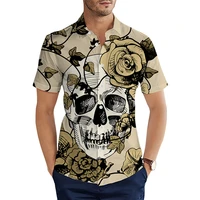 hawaiian shirts playing card skull 3d graphic printed summer short sleeve men shirt fashion casual tops ropa hombre s 5xl