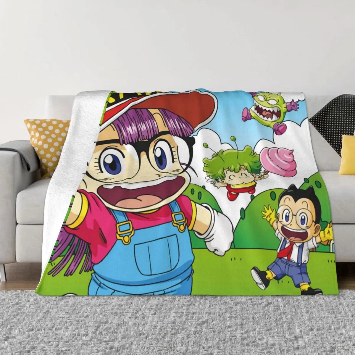 

Одеяла из кораллового флиса Dr.slump с рисунком аниме, семейное покрывало для спальни