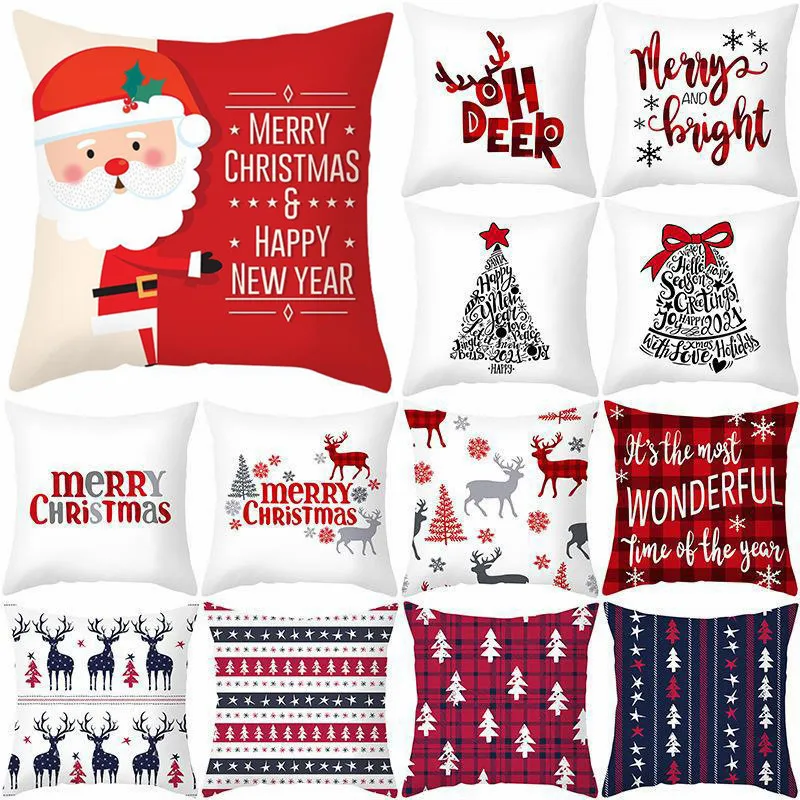 

New Year 2023 Snowman Christmas Cushion Cover Merry Christmas Decorations for Home 2022 Cristmas Sofa Decor Navidad Xmas Gifts