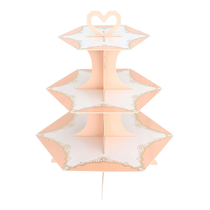 Luxury paper cake stand wedding event birthday party layout three-layer marble Phnom Penh dessert table tray decoration