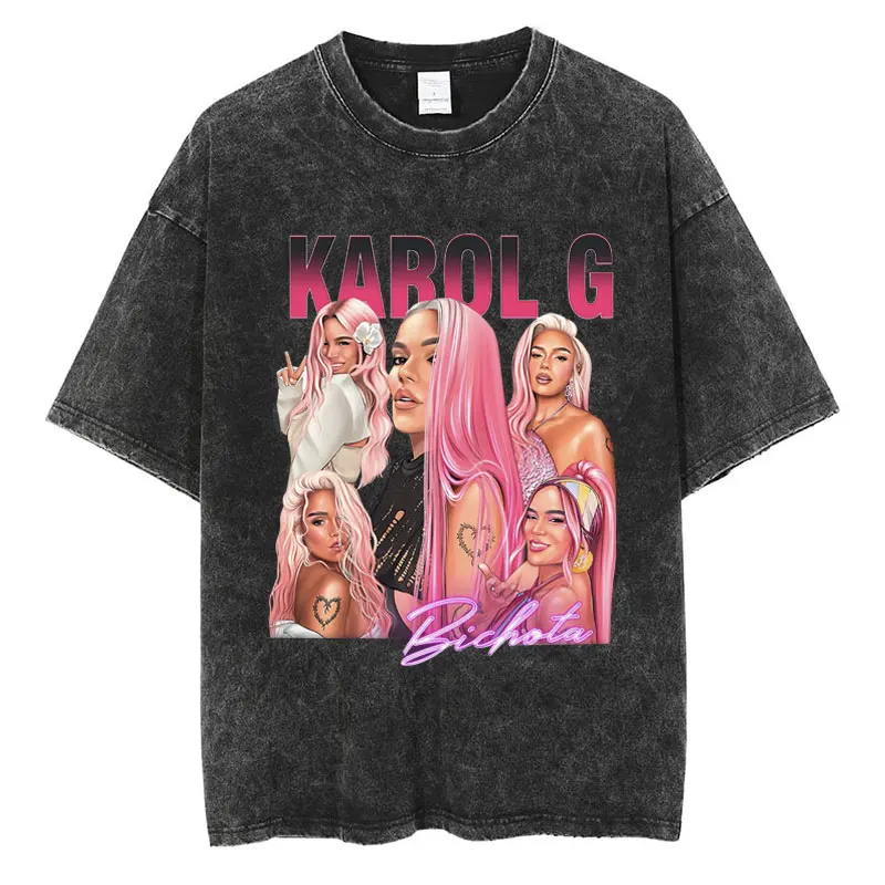 Модная футболка Karol G La Bichota в стиле хип-хоп для мужчин и женщин Повседневная